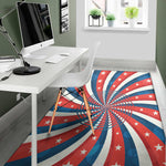 Swirly American Patriotic Print Area Rug