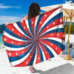 Swirly American Patriotic Print Beach Sarong Wrap