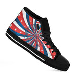 Swirly American Patriotic Print Black High Top Shoes