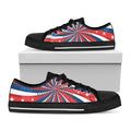 Swirly American Patriotic Print Black Low Top Sneakers
