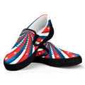 Swirly American Patriotic Print Black Slip On Sneakers