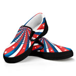 Swirly American Patriotic Print Black Slip On Shoes