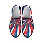 Swirly American Patriotic Print Black Slip On Shoes