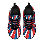 Swirly American Patriotic Print Black Sneakers