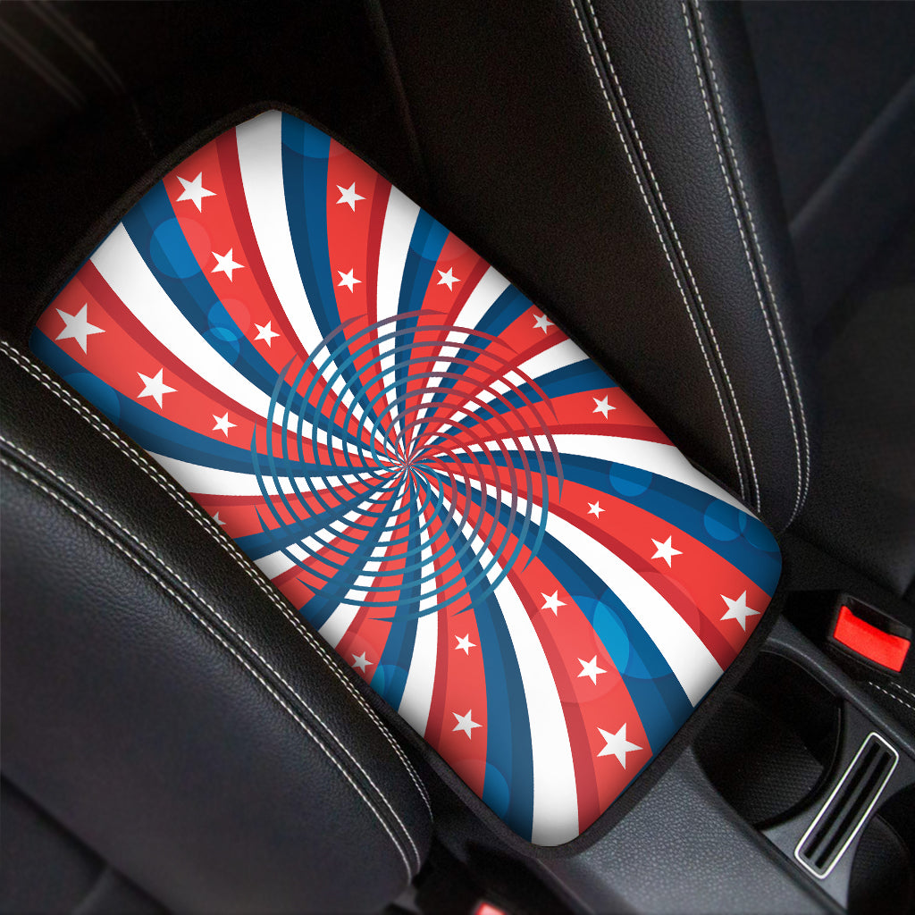 Swirly American Patriotic Print Car Center Console Cover