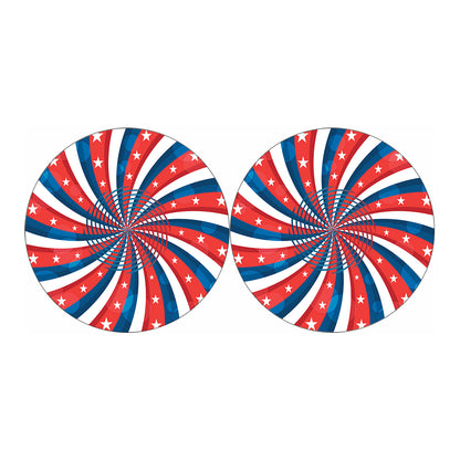 Swirly American Patriotic Print Car Coasters