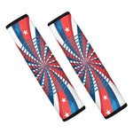 Swirly American Patriotic Print Car Seat Belt Covers