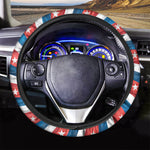 Swirly American Patriotic Print Car Steering Wheel Cover