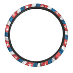 Swirly American Patriotic Print Car Steering Wheel Cover
