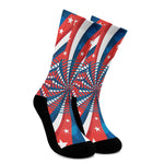 Swirly American Patriotic Print Crew Socks