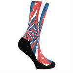 Swirly American Patriotic Print Crew Socks