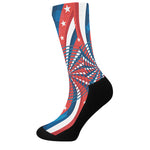 Swirly American Patriotic Print Crew Socks