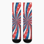 Swirly American Patriotic Print Crew Socks