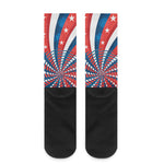 Swirly American Patriotic Print Crew Socks