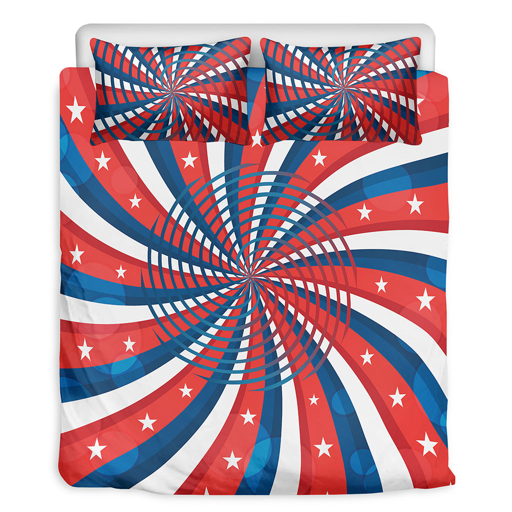 Swirly American Patriotic Print Duvet Cover Bedding Set