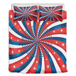 Swirly American Patriotic Print Duvet Cover Bedding Set