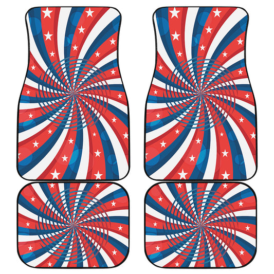 Swirly American Patriotic Print Front and Back Car Floor Mats