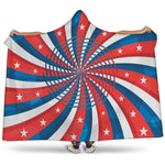 Swirly American Patriotic Print Hooded Blanket