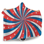 Swirly American Patriotic Print Hooded Blanket