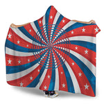 Swirly American Patriotic Print Hooded Blanket