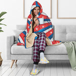 Swirly American Patriotic Print Hooded Blanket