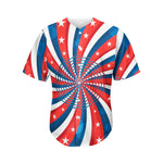 Swirly American Patriotic Print Men's Baseball Jersey
