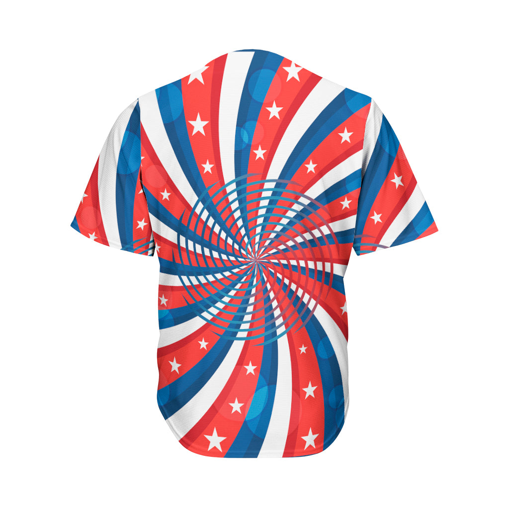 Swirly American Patriotic Print Men's Baseball Jersey