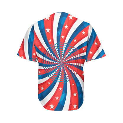Swirly American Patriotic Print Men's Baseball Jersey