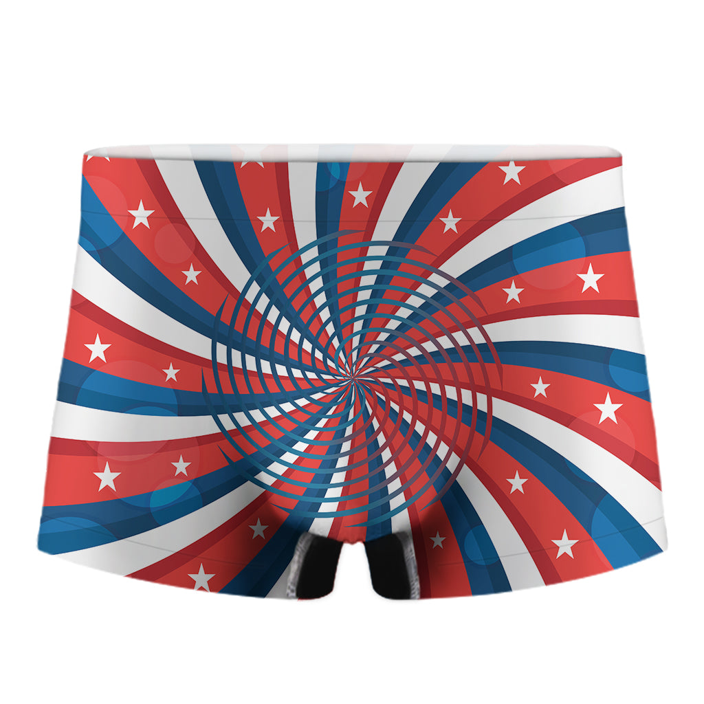 Swirly American Patriotic Print Men's Boxer Briefs