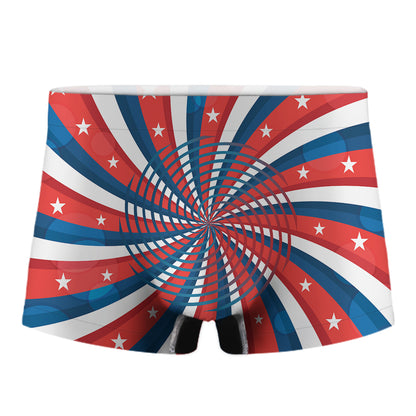 Swirly American Patriotic Print Men's Boxer Briefs