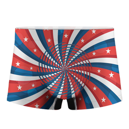 Swirly American Patriotic Print Men's Boxer Briefs