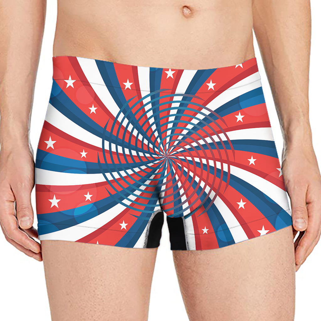 Swirly American Patriotic Print Men's Boxer Briefs