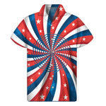 Swirly American Patriotic Print Men's Short Sleeve Shirt