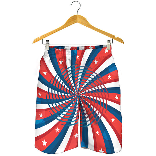 Swirly American Patriotic Print Men's Shorts