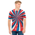 Swirly American Patriotic Print Men's T-Shirt