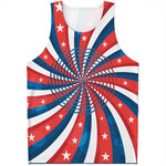 Swirly American Patriotic Print Men's Tank Top