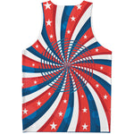 Swirly American Patriotic Print Men's Tank Top