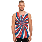 Swirly American Patriotic Print Men's Tank Top
