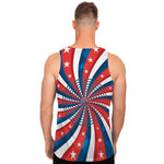 Swirly American Patriotic Print Men's Tank Top