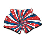 Swirly American Patriotic Print Muay Thai Boxing Shorts
