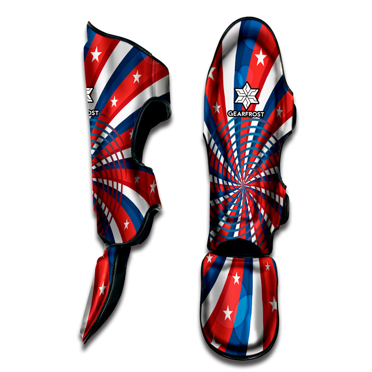 Swirly American Patriotic Print Muay Thai Shin Guard