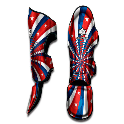 Swirly American Patriotic Print Muay Thai Shin Guard
