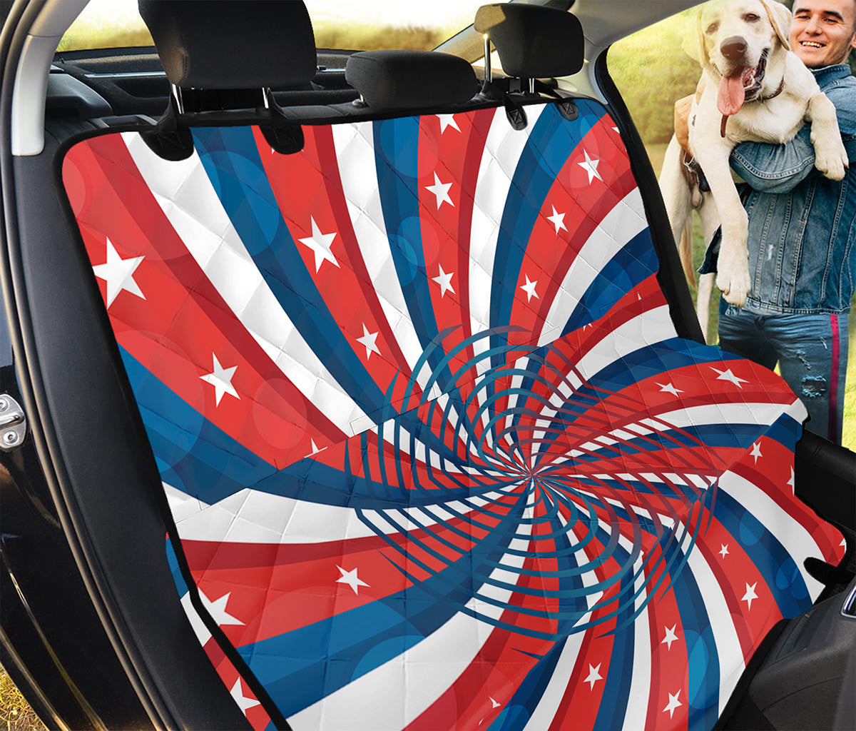 Swirly American Patriotic Print Pet Car Back Seat Cover