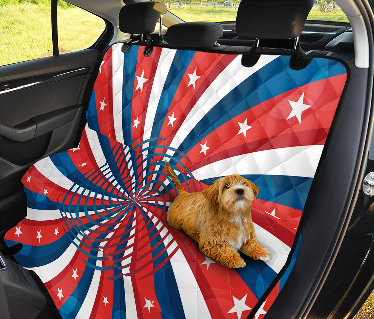 Swirly American Patriotic Print Pet Car Back Seat Cover