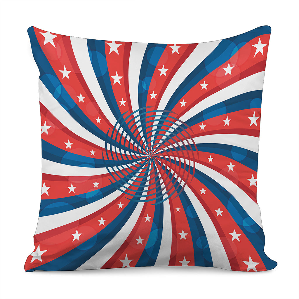 Swirly American Patriotic Print Pillow Cover