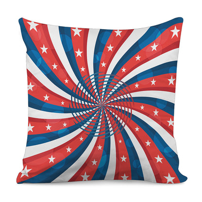 Swirly American Patriotic Print Pillow Cover