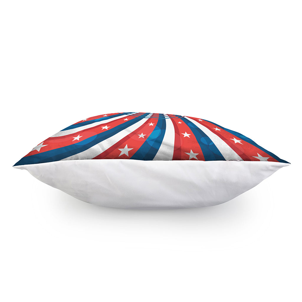 Swirly American Patriotic Print Pillow Cover