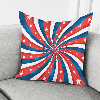Swirly American Patriotic Print Pillow Cover