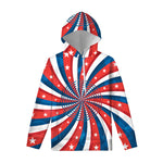 Swirly American Patriotic Print Pullover Hoodie