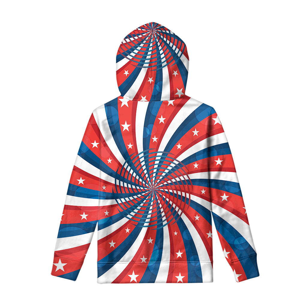 Swirly American Patriotic Print Pullover Hoodie